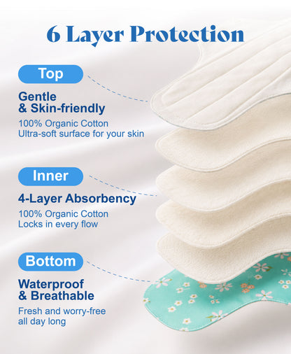 Morning Breeze Organic Cloth Pads -Day & Night (3-Pack)