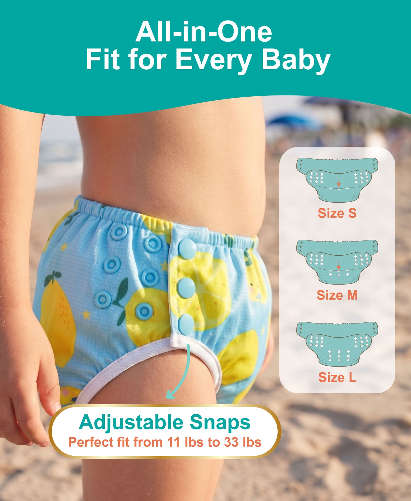 Fairywell reusable swim diaper - Lemon Car and Summer Time (Pack of 2)
